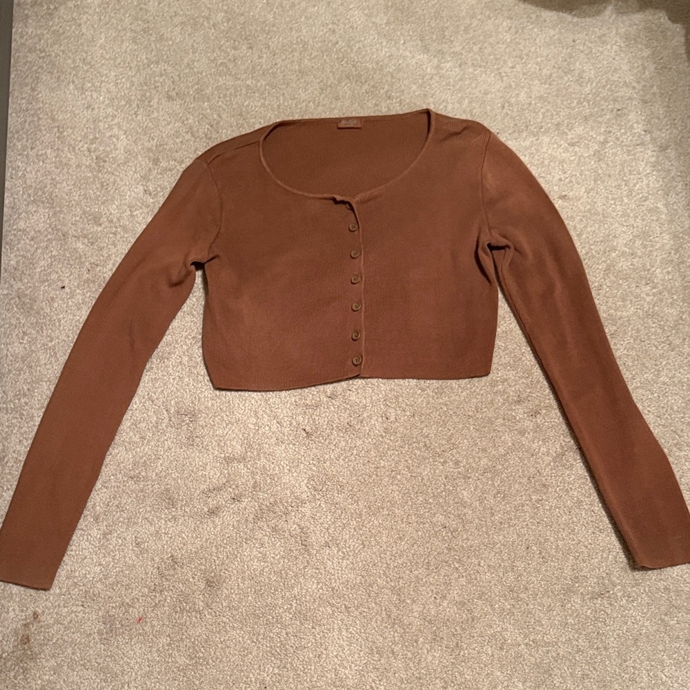 PacSun Brown Long Sleeve Crop Top
